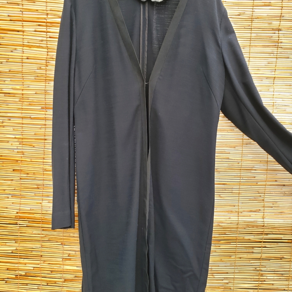 Vintage Banana Republic coat NEW WITH TAGS Navy stretch wool with black trim